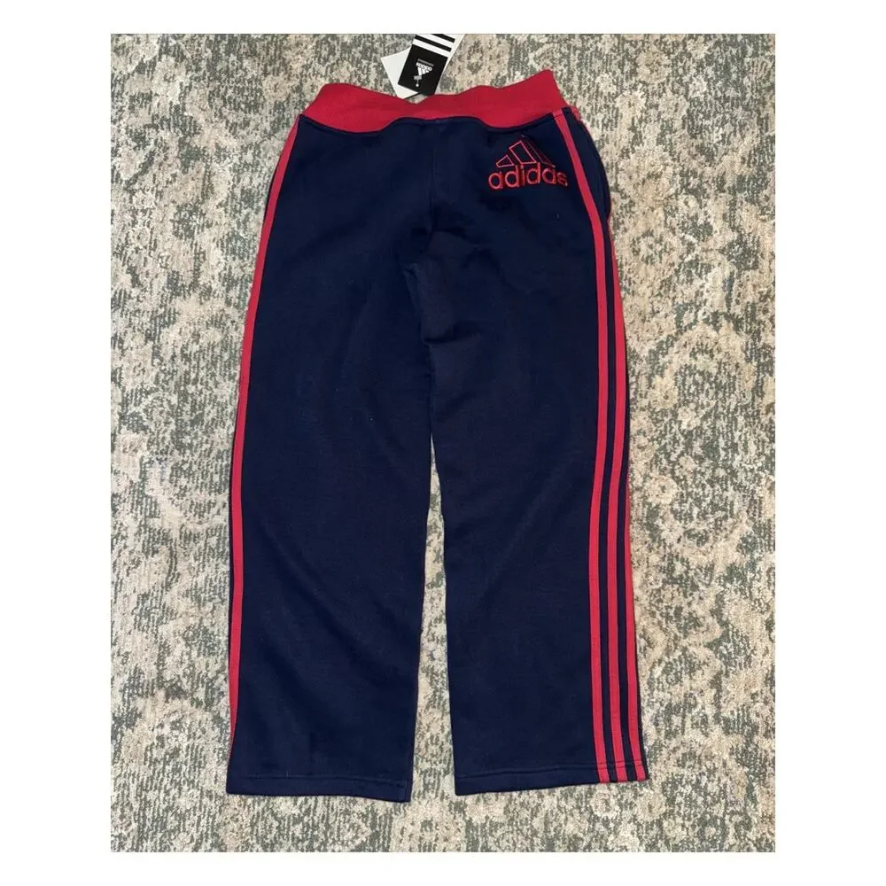 NEW Adidas Girls Red Blue Sweatpants Size M 10/12‎ Logo